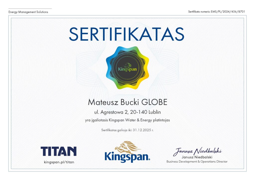 sertyfikatas kingspan